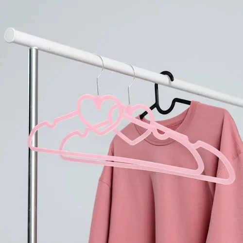 Miniatura 2 de Perchas prácticas de plástico ABS, paquete de 10 perchas antideslizantes con color y patrón de corazón, adecuadas para abrigos, camisas, vestidos