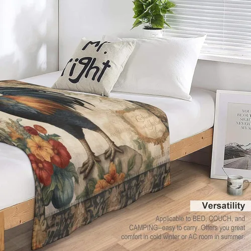 Miniatura 5 de Manta de gallo con encanto de campo, manta de forro polar de felpa de 30 x 40 pulgadas, manta de franela súper suave para decoración de sofá, cama