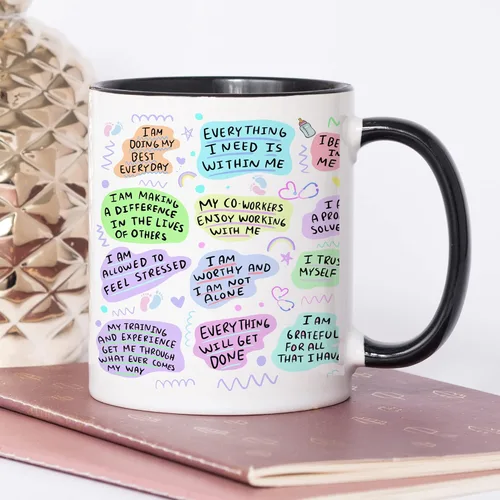 Miniatura 5 de YouNique Designs NICU - Taza de café portátil de 11 onzas, afirmaciones diarias, regalos de enfermera de la UCIN, taza de enfermera de cuidados