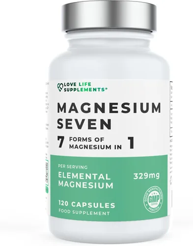Magnesium Seven | 7 formas de magnesio en una: glicinato, orrotato, taurato, lactato, malato, citrato, sucrosomio | 120 cápsulas suministro para 30