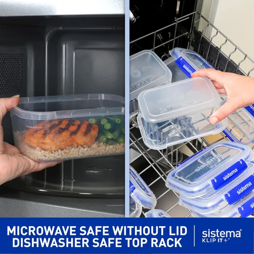 Miniatura 4 de Sistema KLIP IT Recipiente para almacenar alimentos, 5 L, hermético y apilable, sin BPA, transparente con sujetadores azules