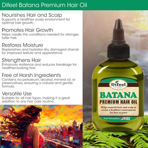 Miniatura 5 de Difeel Batana Premium Hair Oil 2.5 oz. Aceite de batana para el crecimiento del cabello, restaura la humedad y fortalece el cabello