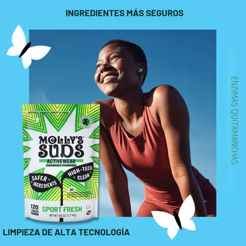Miniatura 3 de Molly's Suds Detergente para Ropa Deportiva Polvo de Lavandería Deportivo Extra Fuerte, Combate Manchas para Telas de Alto Rendimiento y Piel