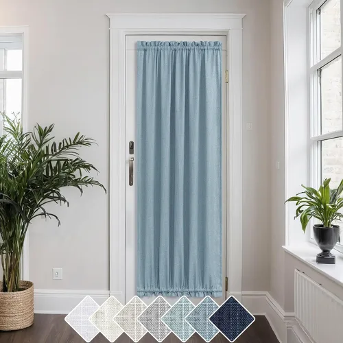 Miniatura 16 de KOUFALL Cortinas de luz lateral para puerta de 72 pulgadas de largo para ventanas laterales, mezcla de lino, protección de privacidad, filtrado