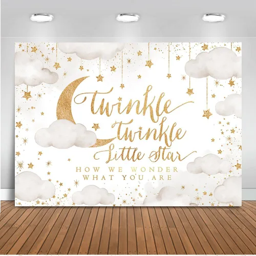 Miniatura 8 de Mocsicka Twinkle Twinkle Little Star Telón de Fondo 7x5ft Revelación de Género Niño o Niña Decoraciones de Fondo para Fiesta Rosa y Azul Nube Luna