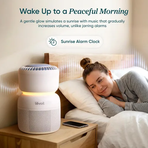 Miniatura 6 de LEVOIT - Purificador de aire para dormitorio del hogar con filtro HEPA, máquina de sonido de ruido blanco y luz nocturna libre de luz azul para un