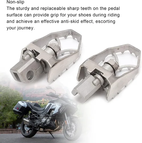 Miniatura 5 de Estriberas para motocicleta, pedal de pie de motocicleta de acero inoxidable 304, clavijas anchas de repuesto para 1000 X300 2007-2021 (2 unidades)