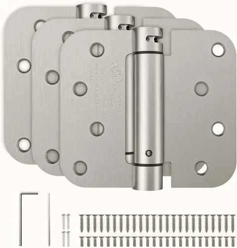 Miniatura 18 de HOSOM Bisagra de puerta de cierre automático, bisagra de resorte, 4 pulgadas, tensión ajustable para garaje, puerta delantera, puerta trasera