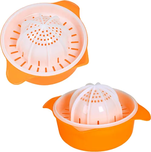 Miniatura 2 de Exprimidor de naranja cítrica, exprimidor manual de limón, prensa de lima, escariador de rotación de tapa antideslizante con colador y recipiente..