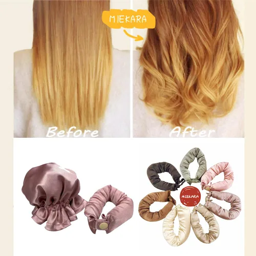 Miniatura 4 de 6 rodillos de pelo para rizos sin calor con gorras de pelo, 3 juegos de rizador de pelo sin calor, diadema suave para dormir durante la noche