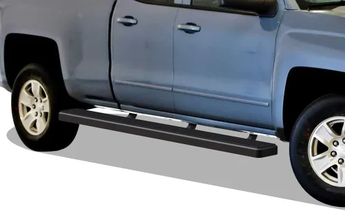 Miniatura 8 de APS - Estribos iBoard para Chevrolet con cabina extendida de 2 puertas completas + 2 puertas de apertura inversa, 4 pulgadas, Aluminio negro
