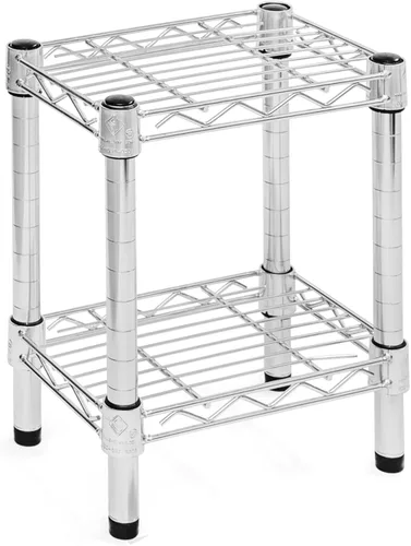 Miniatura 14 de SI Estantería de alambre cromado de 8 pulgadas de profundidad x 42 pulgadas con estantes de 2 niveles, capacidad de 800 libras cada uno, moderno