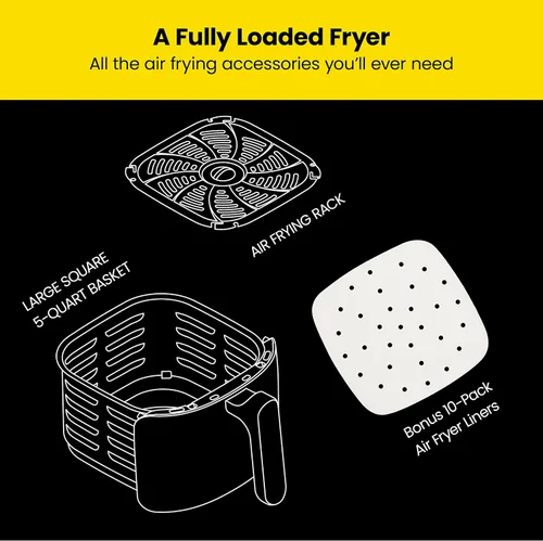 Miniatura 5 de Chefman TurboFry - Freidora de aire de 2 cuartos de galón, cesta y bandeja apta para lavavajillas, utiliza poco o ningún aceite para alimentos Negro