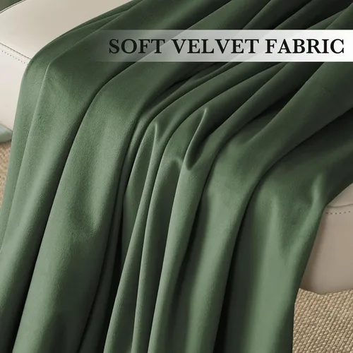 Miniatura 4 de RYB HOME Cortinas elegantes de terciopelo verde de 108 pulgadas de largo, bloqueo de luz, aislamiento térmico, elegantes cortinas de terciopelo
