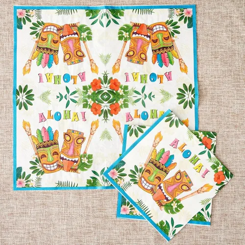 Miniatura 9 de WERNNSAI Aloha Luau - Platos y servilletas – Sirve 50 chuchillos 100 piezas hawaiano tropical Tiki suministros de fiesta desechables juego