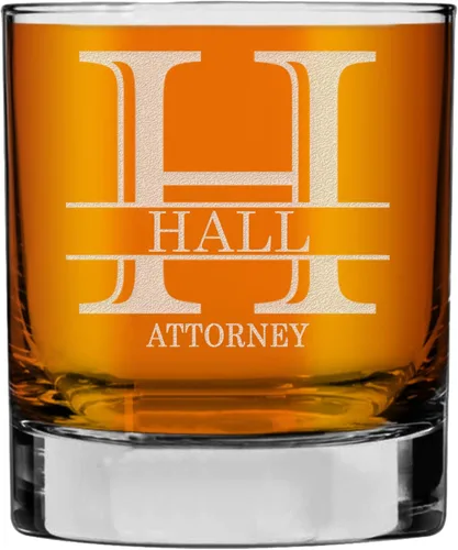 Miniatura 45 de Monograma grabado de cristal de whisky Rocks de 11 onzas (letra S), regalos de bourbon personalizados de la A-Z para hombres, día del padre, vidrio