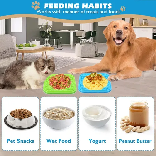 Miniatura 3 de Paquete de 2 alfombrillas para lamer para perros y gatos, alfombrilla de alimentación lenta para perros para baño, aseo y recorte de uñas