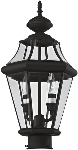 Miniatura 2 de Livex Lighting 2264-01 Georgetown - Cabezal de poste para exteriores con 2 luces, latón antiguo
