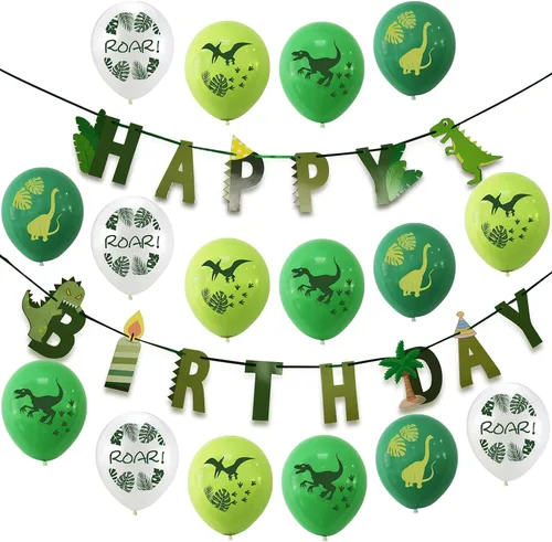 Miniatura 9 de Cartel de cumpleaños de dinosaurio – Cartel de feliz cumpleaños de dinosaurio, decoración de fiesta de cumpleaños con temática