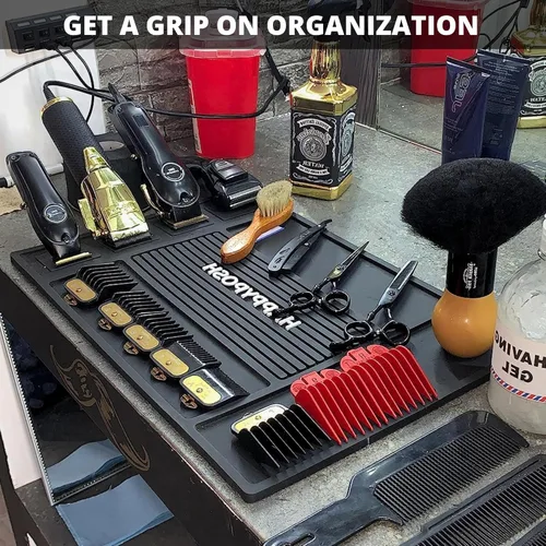 Miniatura 3 de Tapete magnético de barbería, tapetes de barbería para cortadoras, almohadilla de salón de barbería para estación, tapete de mesa, organizador