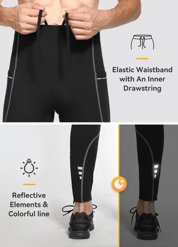 Miniatura 5 de baleaf Mallas térmicas para correr de invierno para hombre, pantalones de ciclismo para clima frío, forro polar, bolsillos de compresión