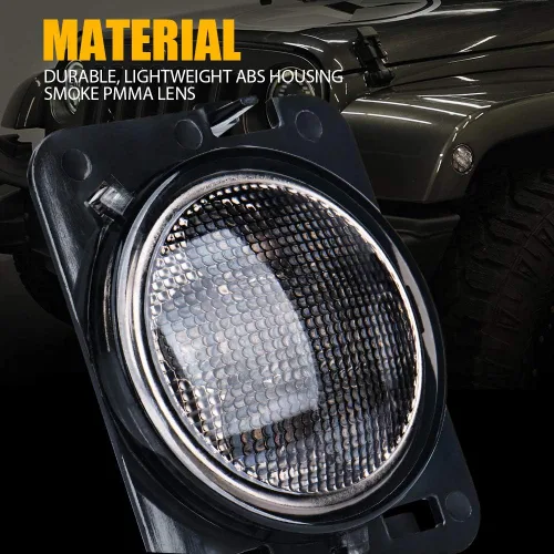 Miniatura 4 de Xprite Conjunto de Luz Marcadora Lateral LED Ámbar Amarilla para Guardabarros Delantero con Lente Ahumada Compatible con Jeep Wrangler JK 2007 2008