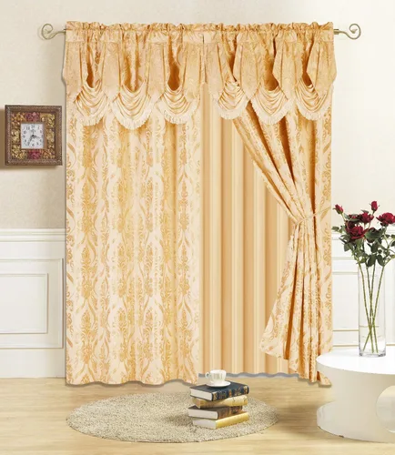 Miniatura 5 de All American Collection Nuevo juego de cortinas de 4 piezas con cenefa adjunta y transparente con 2 alzapaños incluidos