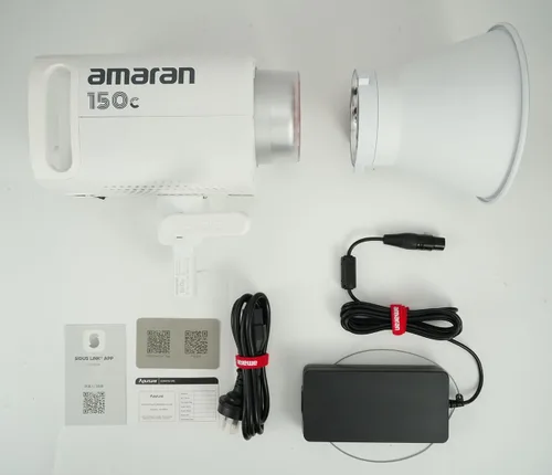 Miniatura 7 de Aputure Amaran 150c luz de vídeo COB, RGBWW 150W, 2,500K a 7,500K CCT con ajuste G/M, 15,610 lux a 1 m con hiperreflector, control de APP (Blanco)