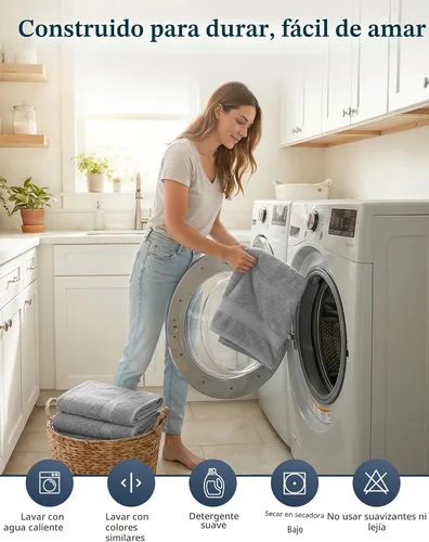 Miniatura 8 de LANE LINEN - Juego de toallas de baño de 16 piezas, color gris espacial, 100% algodón, altamente absorbente, 4 para manos y 8 paños