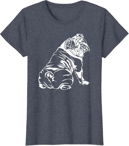 Miniatura 88 de Gracioso Bulldog Inglés playera perro Hund playera regalo, Azul (Heather blue)