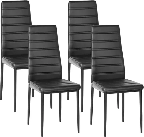 Homy Casa Juego de 4 sillas de comedor de poliuretano, juego de 4 sillas de cocina de poliuretano, patas de metal para sala, cena, cocina,