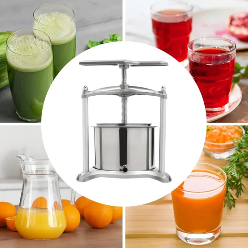Miniatura 7 de Prensa de vino de frutas de 6 L, prensa de sidra de acero inoxidable con mango en T para sidra, vino de uva o suministros y equipos para hacer jugos