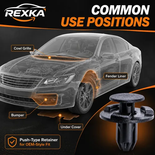 Miniatura 4 de Rexka 10 piezas Fender Liner Cowl Grille Parachoques Bajo Cubierta Clip de Empuje Tipo Retenedor Compatible con Nissan Infiniti 01553-05933