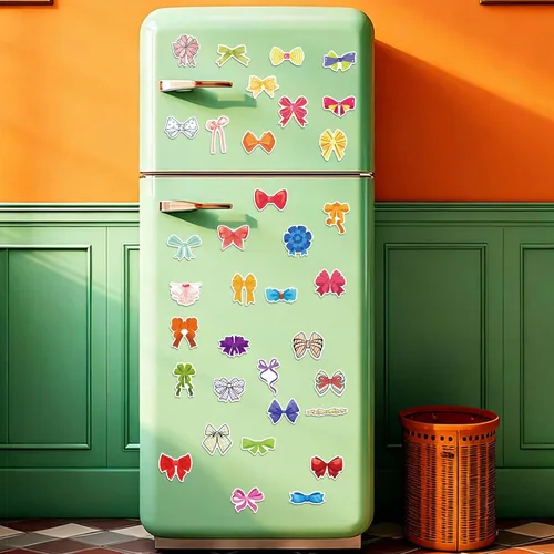 Miniatura 4 de 50 calcomanías de lazo de coqueta coloridas, bonitas calcomanías de vinilo con pajarita, calcomanías estéticas impermeables para adultos, mujeres