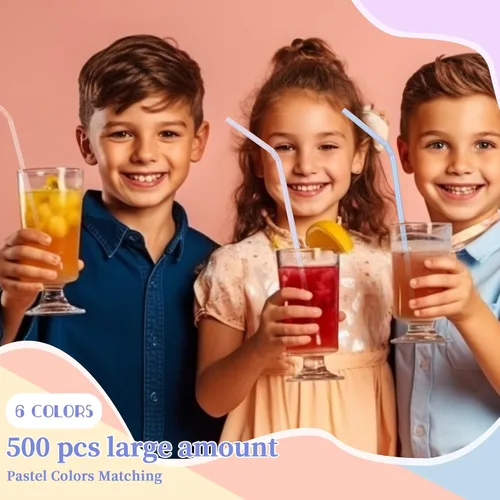Miniatura 6 de Hushee 500 pajitas de plástico desechables a granel coloridas pajitas de plástico pastel desechables de plástico para bebidas diarias de jugo de 7.9