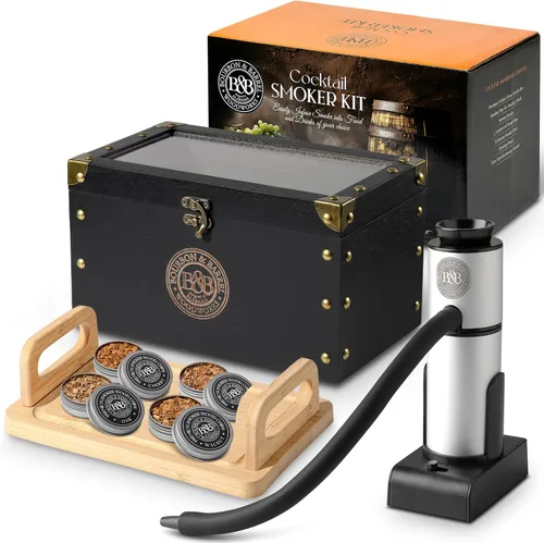 Miniatura 9 de BOURBON & BARREL Kit para Ahumar Cócteles Elaborado con Madera de Nogal Kit para Ahumar Whisky con Ahumador Instantáneo, Caja para Ahumar, Caja