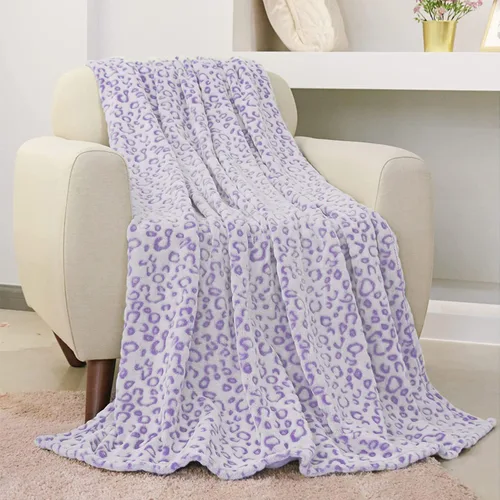Miniatura 3 de FY FIBER HOUSE Manta de forro polar de franela de microfibra con estampado de guepardo 3D, 90 x 108 pulgadas, púrpura Leopardo morado