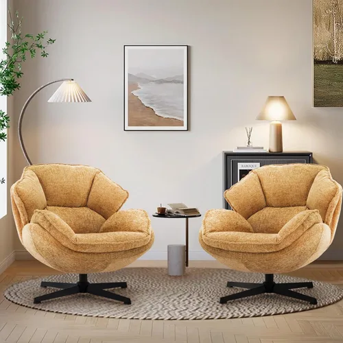 Miniatura 11 de IWMH Silla Giratoria de Acento para Sala de Estar, Sillón Tapizado con Patas de Metal, Silla de Salón Sofá, Cómodas Sillas de Ocio para Lectura