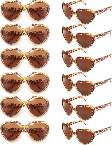 Paquete de 12 lentes de sol unisex con forma de corazón y colores neón