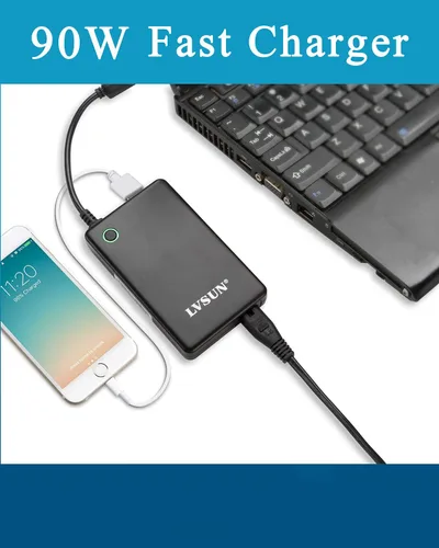 Miniatura 7 de Cargador universal para portátil con pantalla LCD de 90 W, adaptador de CA delgado cable de fuente de alimentación con puerto USB 5V2.1A