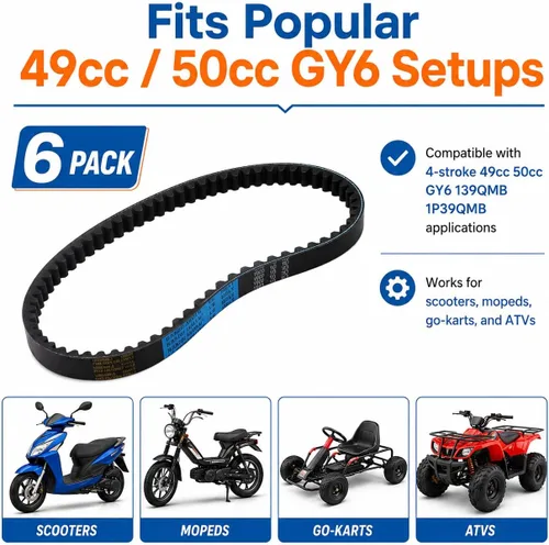 Miniatura 5 de 6 piezas 669-18-30 CVT Correa de transmisión Compatible con 4 tiempos 49CC 50CC GY6 139QMB 1P39QMB Roketa Tank Jmstar Taotao Baja Vespa Jonway