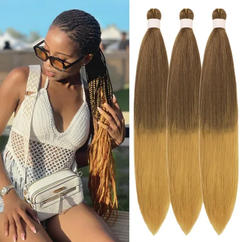Miniatura 39 de Pelo corto negro trenzado preestirado de 14 pulgadas para trenzas sin nudos, pelo sintético 1B trenzado para trenzas Bob Box