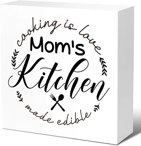 Miniatura 9 de LVQHI Letreros divertidos de madera para cocina, diseño de Kithcen de la abuela hecho con amor, caja de madera para estante de cocina, decoración