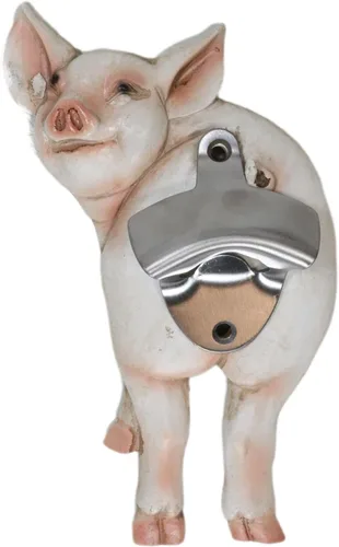 Ebros Gift Rustic Western Farm Babe Porcino Cerdo Porcino Trasero Trasero Pared Culo Pared Soda Cerveza Tapa de botella de vidrio Abridor de metal