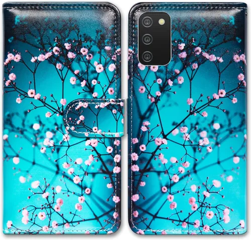 Bcov Funda para Galaxy A03S, Samsung A03s, funda de cuero con tapa para teléfono con diseño de flor de ciruelo con ranura para tarjetas, soporte