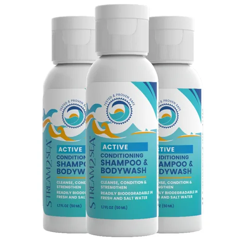 STREAM 2 SEA Champú y acondicionador, gel de baño 3 en 1 para natación, champú para nadadores Reef Safe para hombres, mujeres y niños, champú