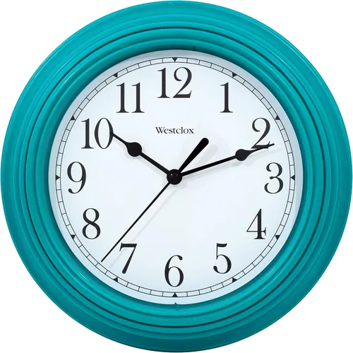 Miniatura 9 de Westclox Reloj de pared redondo con movimiento de cuarzo, diseño analógico contemporáneo, funciona con pilas para uso en interiores