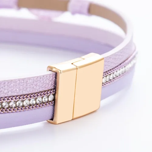 Miniatura 60 de FANCY SHINY - Pulsera de cuero estilo bohemio, pulsera de cuentas de cristal con cierre magnético, regalos de joyería para mujer