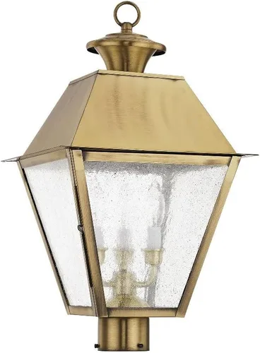 Miniatura 3 de Livex Lighting 2169-04 Mansfield - Cabezal de poste para exteriores con 3 luces, color negro