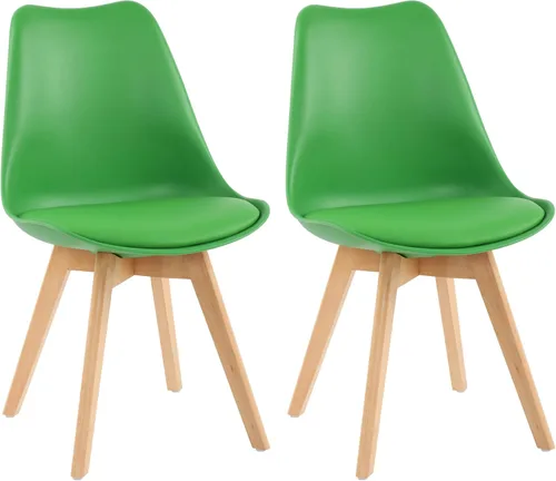 Miniatura 18 de LSSBOUGHT Sillas de comedor modernas de mediados de siglo, silla auxiliar de plástico con acolchado suave y patas de madera para comedor, sala